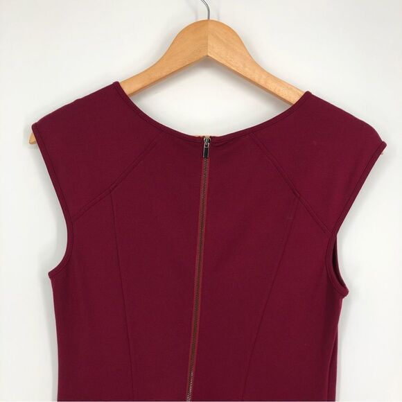 Ann Taylor Fit Flare Cap Sleeve Dress Drop Waist Cranberry Red Size 2 - Picture 8 of 9